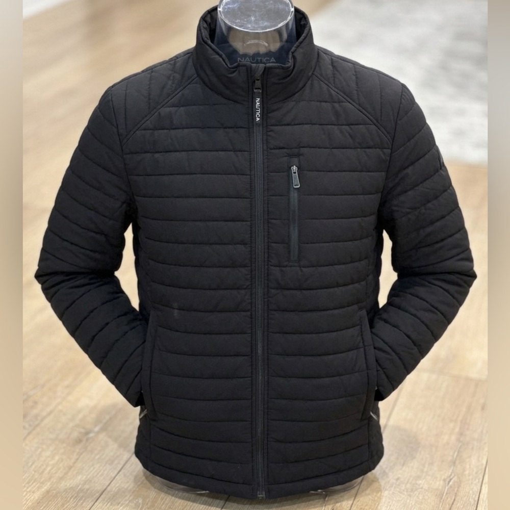 Nautica Men's XL Black Puffer Jacket -‎ Water & Wind Resistant